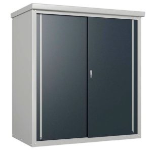 Trimetals Metalowa szafka ogrodowa Guardian D63 Szary 98x172x187 cm Zawiera 2 półki