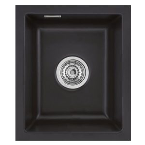 Systemceram Mera 32 U Nigra, zlewozmywak ceramiczny, korek manualny