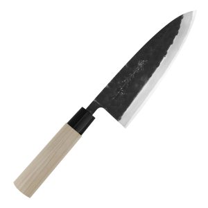 Tojiro F-1122 Black Hammered Shirogami#2 Nóż Deba 18 cm