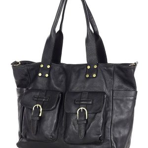 Torba skórzana shopper XL na ramię z dwoma kieszeniami MARCO MAZZINI czarna