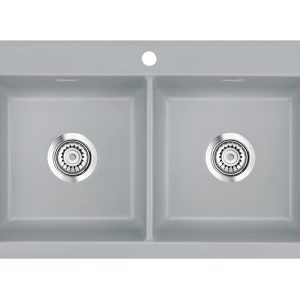 Systemceram Mera Twin Titan, Zlewozmywak ceramiczny, korek manualny,