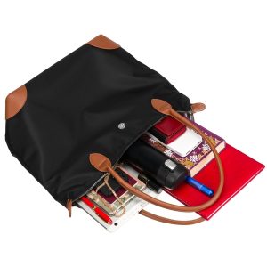 Klasyczna shopperka damska wykonana z poliestru w czarnym kolorze - Peterson