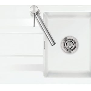 Systemceram Genea 75 Polar, zlewozmywak ceramiczny, korek manualny