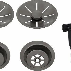 BLANCO Armatura odpływowo-przelewowa 2x3,5" z InFino i elementami stalowymi satin dark steel