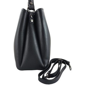 Kuferek skórzany z ozdobnym zapięciem - Granatowy