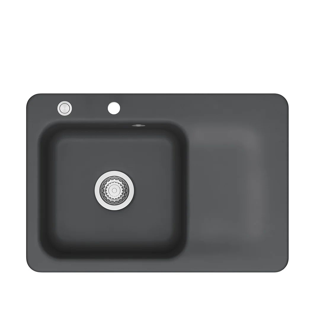 Systemceram Juna 75 Schiefer, zlewozmywak ceramiczny, korek manualny