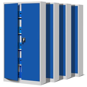 Zestaw 4x biurowa szafa metalowa na akta JAN, 900 x 1850 x 400 mm, szaro-niebieska