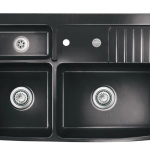 Systemceram Centra 90 Nero, zlewozmywak ceramiczny, korek automatyczny