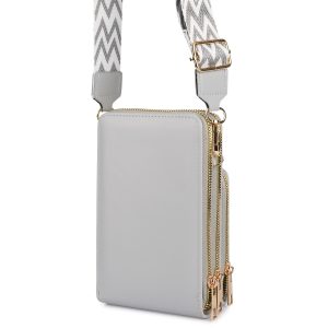 Torebka damska na telefon mini listonoszka raportówka na ramię szara ekoskóra POR-T-37