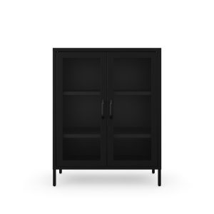 Witryna przeszklona niska czarna: GINA Modern 800 x 1015 x 400 mm