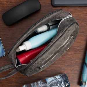 Kosmetyczna szara nubuk podróżna saszetka elegancka uniseks Beltimore R25
