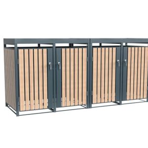 Westmann Metalowy kosz na śmieci Planta | 4x240 Dł. | Skrzynia na śmieci z dachem roślinnym | 84x264x124 cm