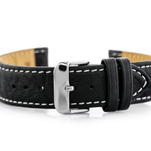 Pasek skórzany do zegarka W05XL czarny/białe - 20mm