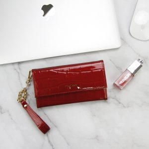 MiaMore etui na telefon z klapką skóra naturalna lakierowana IPHONE 13