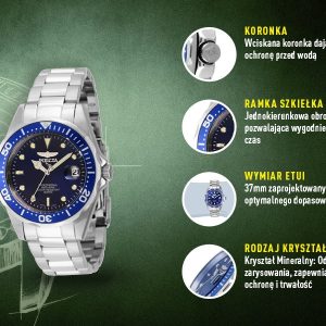 ZEGAREK UNISEX INVICTA PRO DIVER 9204 - WR200, koperta 37mm