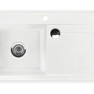 Systemceram Stema 90 Gronland, zlewozmywak ceramiczny, korek manualny