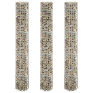 Okrągłe donice gabionowe podniesione 3 szt. stal Ø30x200 cm