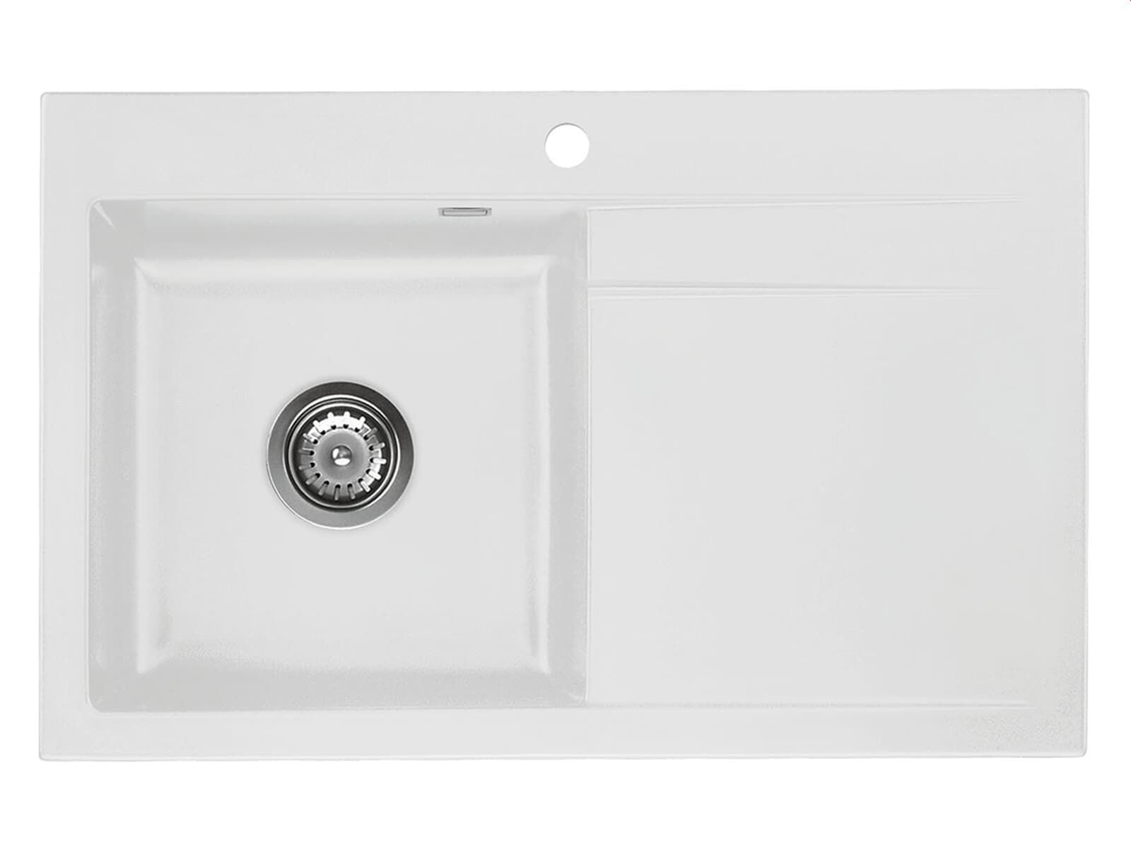 Systemceram Stema 80 Satin, zlewozmywak ceramiczny, korek manualny