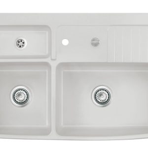 Systemceram Centra 90 Alu, zlewozmywak ceramiczny, korek automatyczny