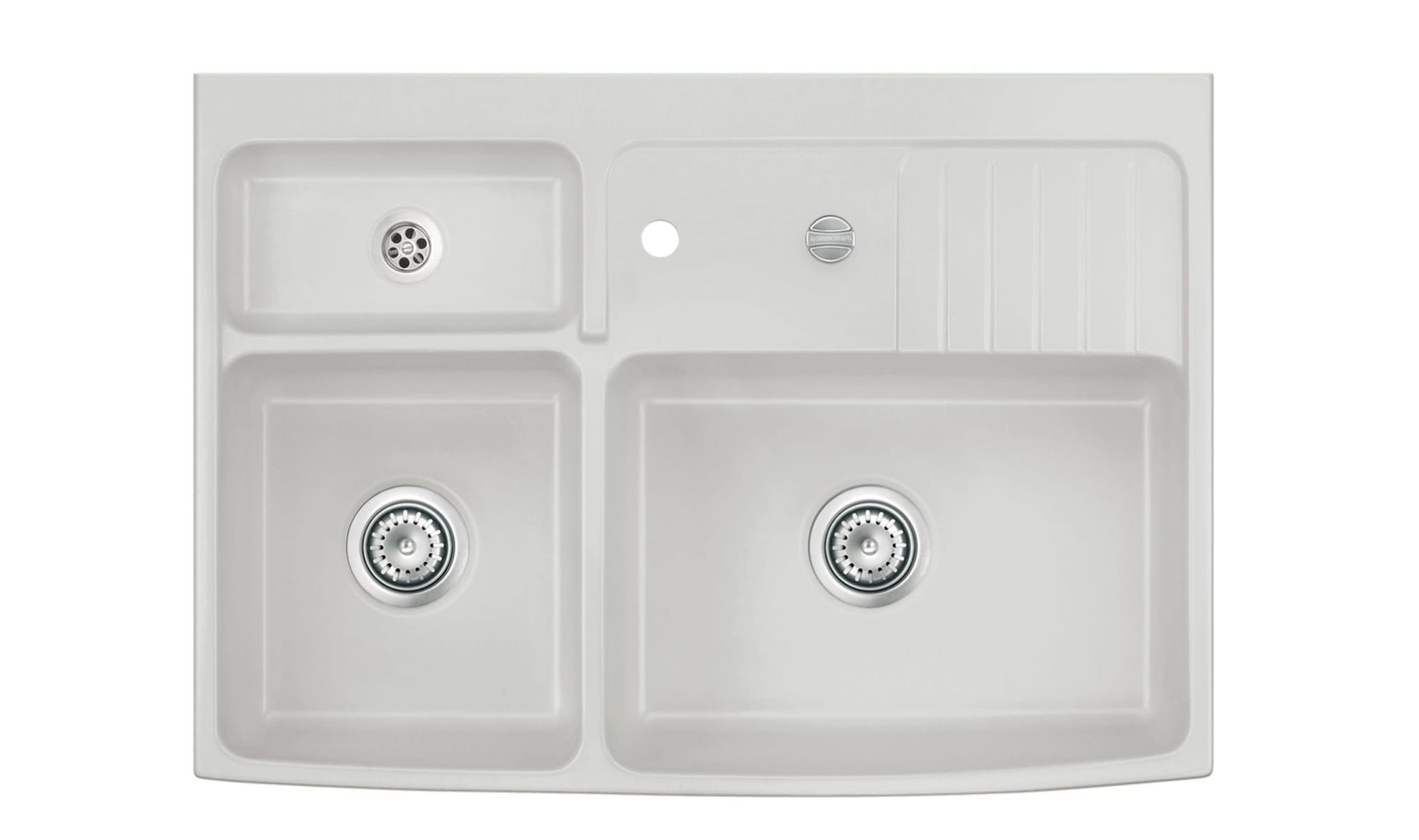 Systemceram Centra 90 Alu, zlewozmywak ceramiczny, korek automatyczny