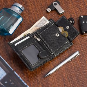 Portfel męski skórzany pionowy czarny mały Beltimore RFiD L52