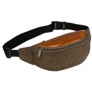 Praktyczna saszetka z poliestru w zielono-brązowym kolorze z kieszenią zewnętrzną - Loren