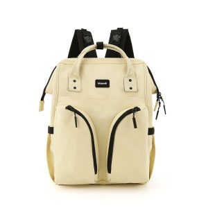 Praktyczny plecak damski z poliestru w żółtym kolorze zamykany suwakiem - Himawari