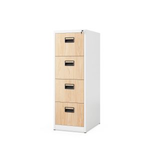 Metalowa szafa kartotekowa SARA V4, 460 x 1320 x 620 mm, Eco Design: biała/ dąb sonoma