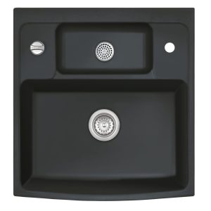 Systemceram Centra 60 Nigra, zlewozmywak ceramiczny, korek automatyczny
