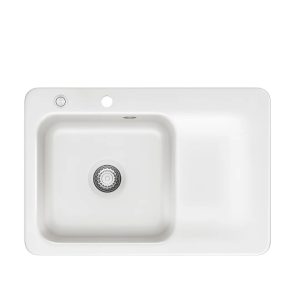 Systemceram Juna 75 Gronland, zlewozmywak ceramiczny, korek manualny
