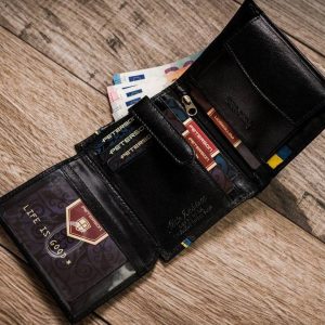 Skórzany portfel męski w orientacji pionowej z systemem RFID - Peterson