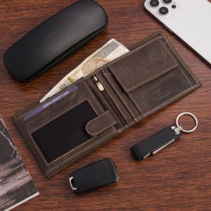 Portfel skórzany męski vintage poziomy klasyczny brązowy RFiD Beltimore S51