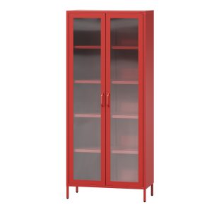 Witryna szklana do salonu czerwona Modern ANGELO 800 x 1850 x 450 mm