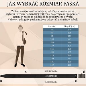 Pasek męski skórzany klamra automatyczna granatowy Beltimore A46 : Kolory - granatowy, Rozmiar pasków - r.100-115 cm