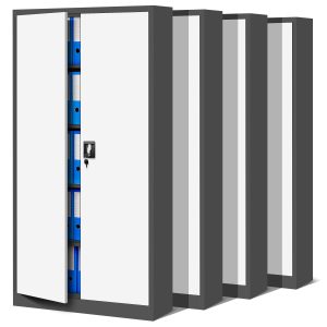 Zestaw 4x biurowa szafa metalowa na akta JAN, 900 x 1850 x 400 mm, antracytowo-biała