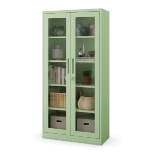 Szklana witryna AMELIA, 900 x 1850 x 400 mm, Fresh Style: pastelowy zielony