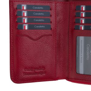 Czerwony damski skórzany portfel Canaletto – naturalna skóra garbowana roślinnie i rodzinna tradycja PD1445s165GR