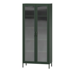 Witryna szklana do salonu butelkowa zieleń Modern ANGELO 800 x 1850 x 450 mm