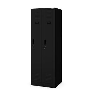Szafka pracownicza metalowa czterokomorowa czarna: KACPER II, 600 x 1800 x 500 mm