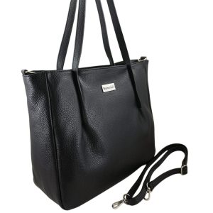 Shopperka damska skórzana Barberini's - Czarna