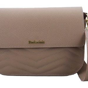 Torebka skórzana crossbody włoska - Różowa pudrowa