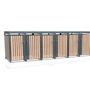 Westmann Metalowy kosz na śmieci Planta | 6x240 Dł. | Skrzynia na śmieci z dachem roślinnym | 84x396x124 cm