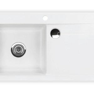Systemceram Stema 90 Polar, zlewozmywak ceramiczny, korek manualny