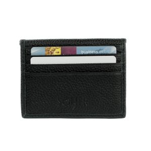 Portfel na karty składany wizytownik skórzany slim Solier SW44 BLACK
