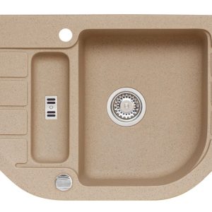 Alveus vNIAGARA 60 kol. 55 beż (90x50) Granital zlew narożny 1,5kom. z syfonem POP-UP