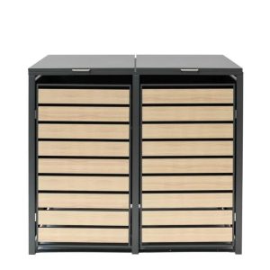Westmann Metalowy pojemnik na śmieci Lacina 2x240 Dł. Wygląd antracytu/drewna 80x132x116 cm