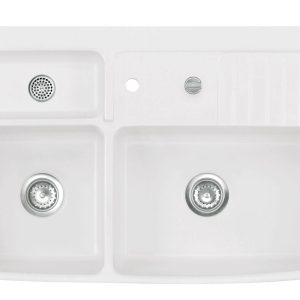 Systemceram Centra 90 Polar, zlewozmywak ceramiczny, korek automatyczny