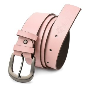 Beltimore skórzany damski pasek do spodni 4 cm różowy A70 : Kolory - różowy, Rozmiar pasków - r.100-115 cm