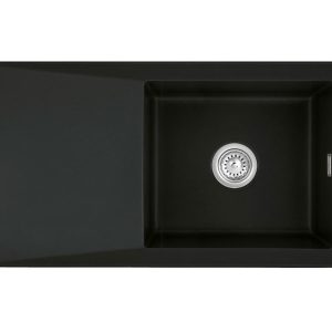 Systemceram Siro 100 Nigra, zlewozmywak ceramiczny, korek manualny