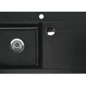 Systemceram Stema 90 Nigra, zlewozmywak ceramiczny, korek manualny